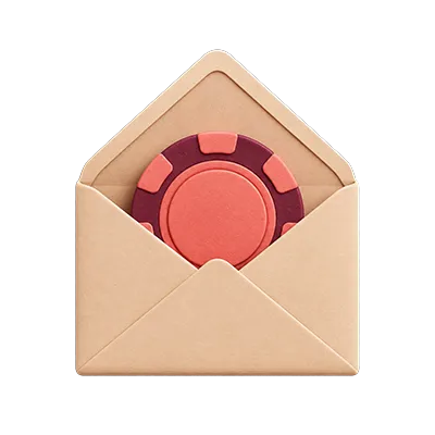 Envelope com ficha de casino