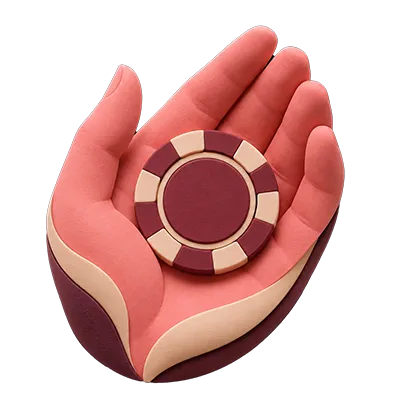 Ficha de casino protegida numa mão